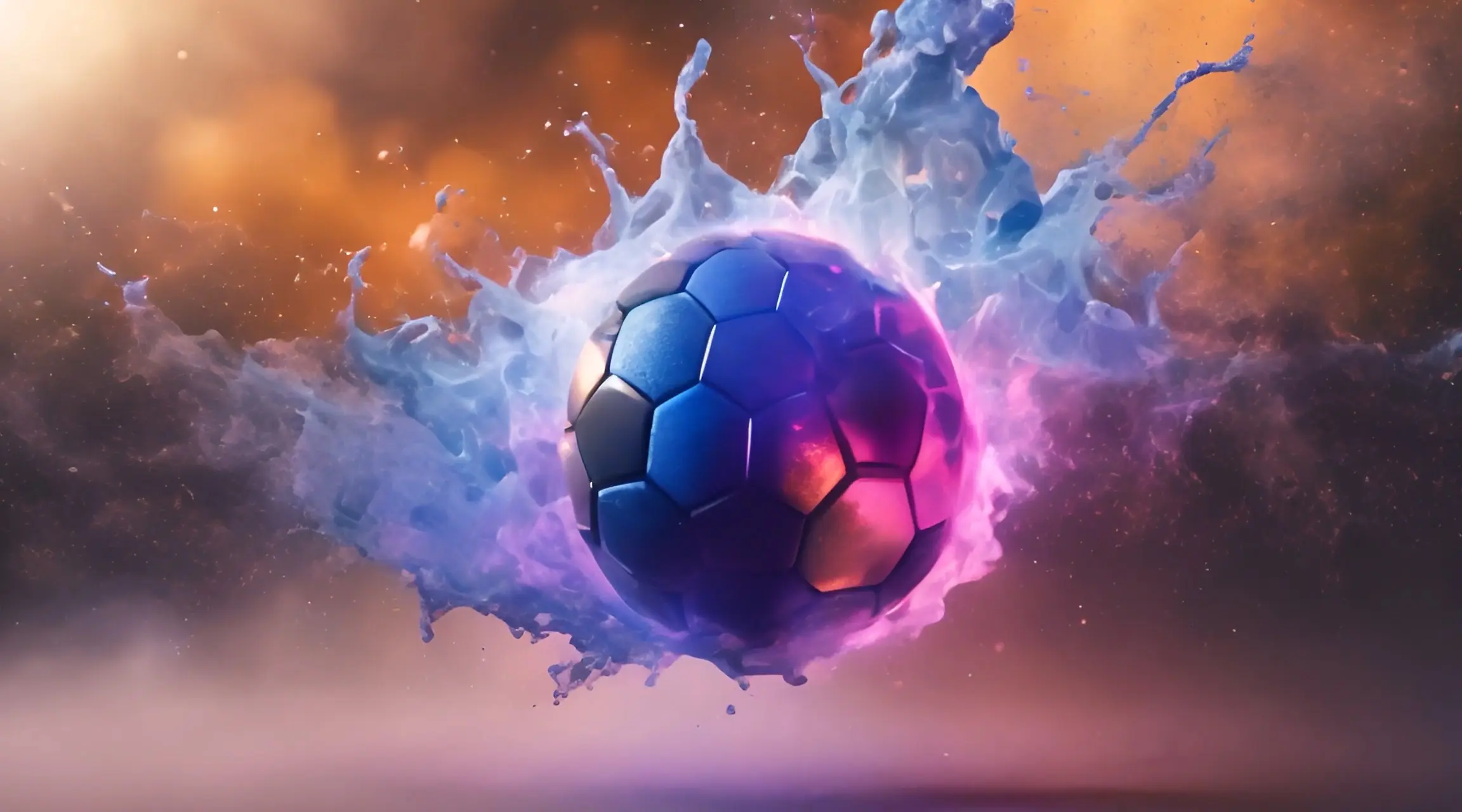 Aqua and Flame Soccer Ball Backdrop
